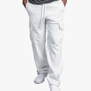 Hanes cotton cargo pants. mens large in white.
